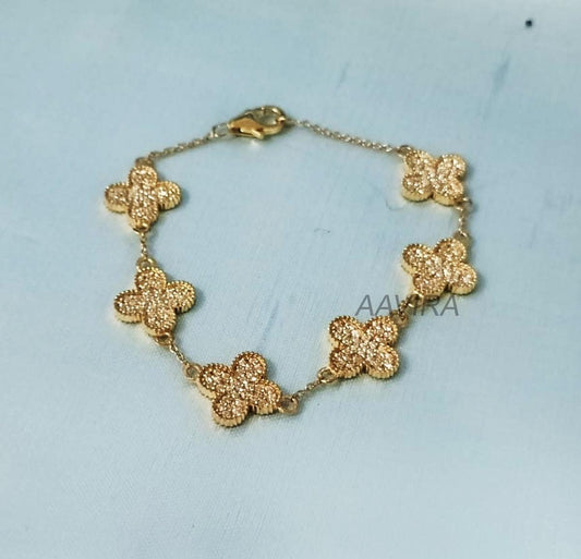 Diamond Charm Bracelet, Floral Diamond Bracelet, Cluster Diamond Bracelet for Women, Party Wear Bracelet, Milgrain Bracelet, Gifts for MOM