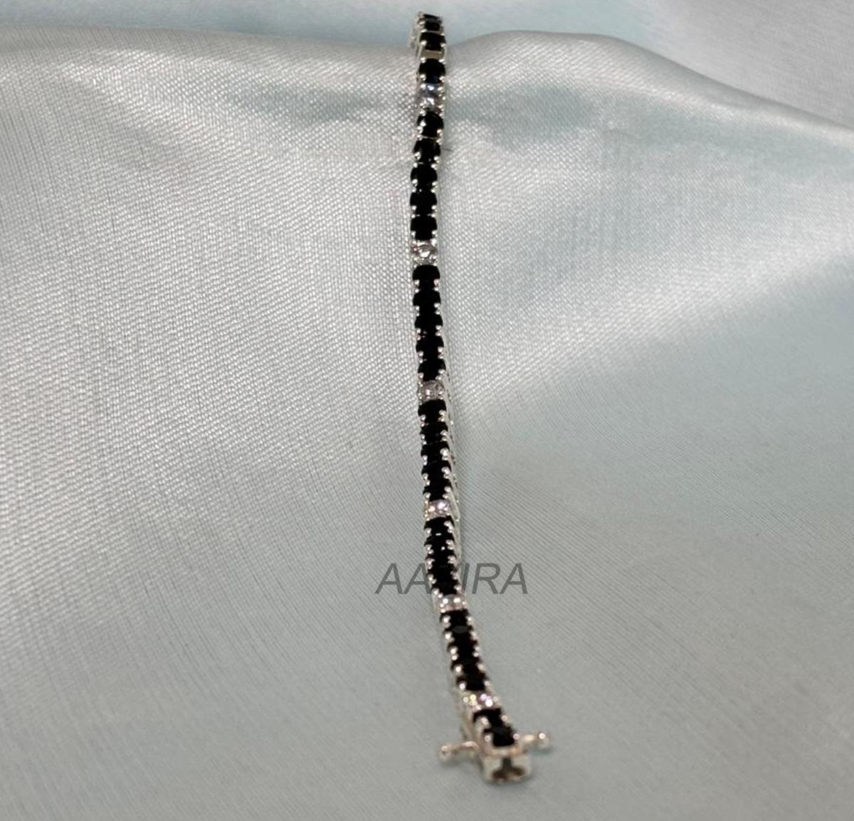 Black & White Diamond Tennis Bracelet, 3mm Black Diamond Bracelet, Wedding Bracelet, Bracelet for Women, Gifts for Her, Black Stone Bracelet