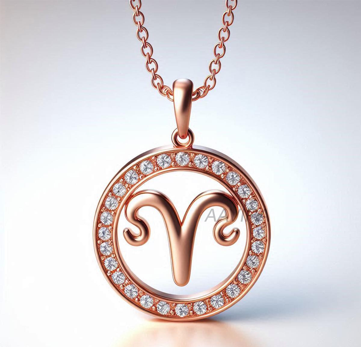 Minimalist Zodiac Necklace, Aries Zodiac, Aries Pendant, 14K Rose Gold Zodiac Horoscope Constellation, Silver Jewelry, Circle Charm Pendant