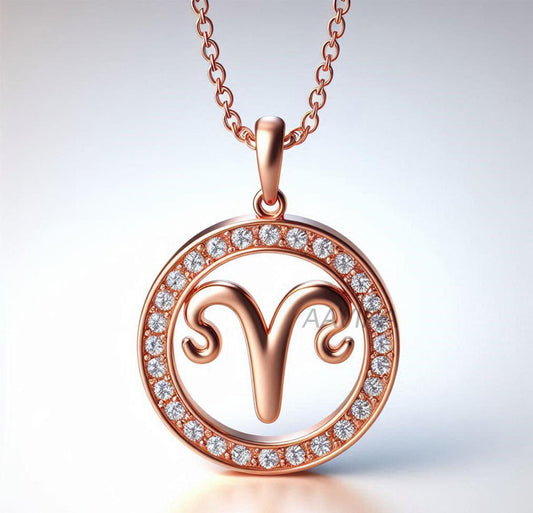 Minimalist Zodiac Necklace, Aries Zodiac, Aries Pendant, 14K Rose Gold Zodiac Horoscope Constellation, Silver Jewelry, Circle Charm Pendant