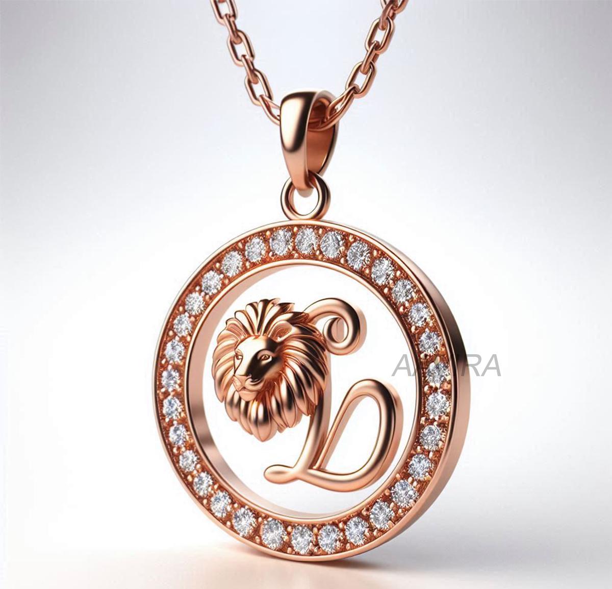 Small Lion Pendant, Handmade Animal Necklace, Lion Necklace, Leo Necklace, Animal Lover Gift, Pave Set Diamond Pendant, Charm Birthday Gift