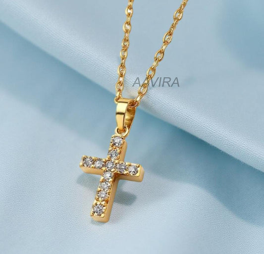 Moissanite Cross Pendant, Religious Cross Pendant Necklace, Dainty Cross Necklace, Gifts for Her, Handmade Cross Jewelry, Mother's Day Gifts