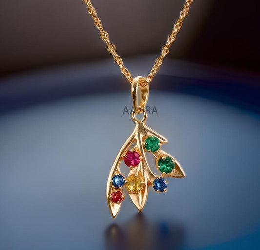 Multi Stone Gemstone Leaf Pendant, May Birthstone Necklace, Leaf Necklace, Multi Gemstone Necklace, Birthstone Necklace, Gifts for Her