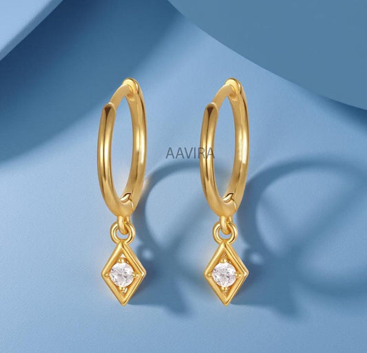 Solitaire Moissanite Earrings, Drop & Dangle Earrings, Unique Dangles for Women, Dainty Earrings, Dangle Earrings Gift for Mom, Silver Drop