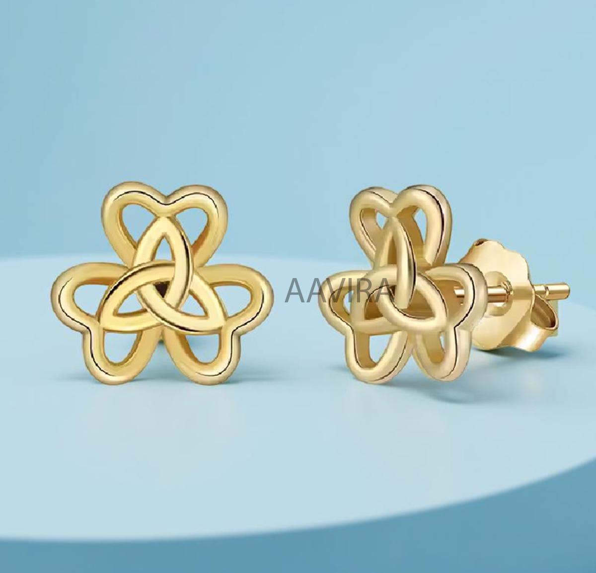 Floral Trinity Knot Stud Earrings, Floral Earrings, Stud Earrings, Push Back Earrings, Infinity Earrings, Love Knot Stud Earrings for Mom
