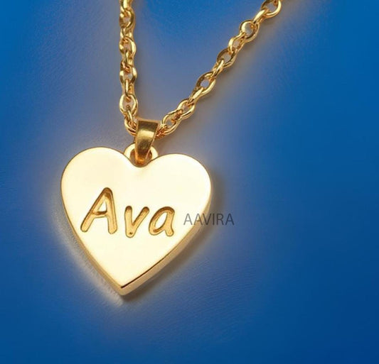 Heart Necklace, Personalized Name Necklace, AVA NECKLACE, Sterling Silver Heart Necklace, Engraved Heart Necklace, Engraved Heart Necklace