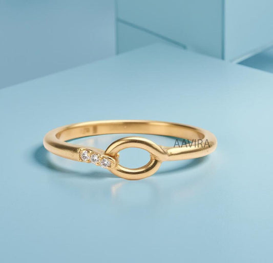 Minimalist Diamond Engagement Ring, Round Cut Three Stone Ring, Dainty Diamond Ring Stackable Ring, 14K Yellow Gold Plated, Gifts For Her