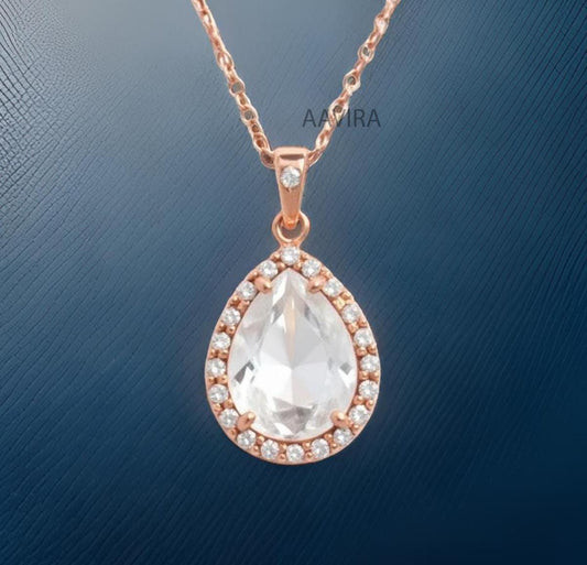 Halo Pear Diamond Pendant Necklace, Diamond Necklace, Halo Teardrop Necklace, Anniversary Gift for Her, Pear Handmade Pendant, Mom's Gift