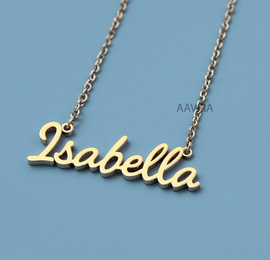 Personalized 14K Yellow Gold Name Necklace for Mom, Silver Minimalist Necklace, Customized Letter Name Necklace, Women Name Necklace