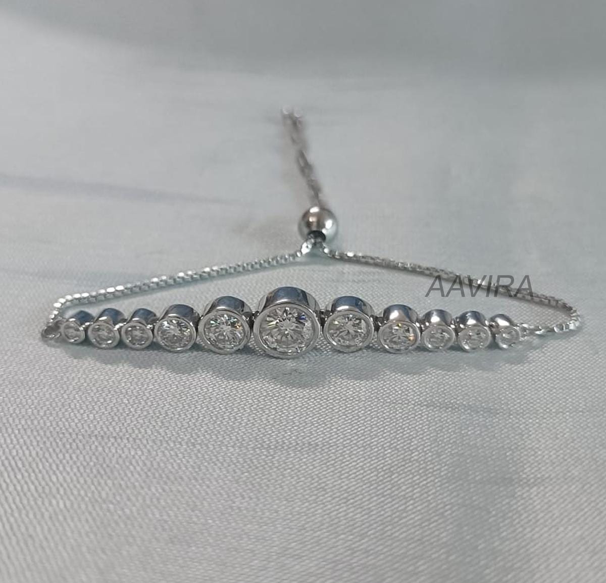 Minimalist Diamond Bracelet, Diamond Bracelet for Women, Bolo Bracelet, Handmade Jewelry, Anniversary Gift, Birthday Gift for Mom