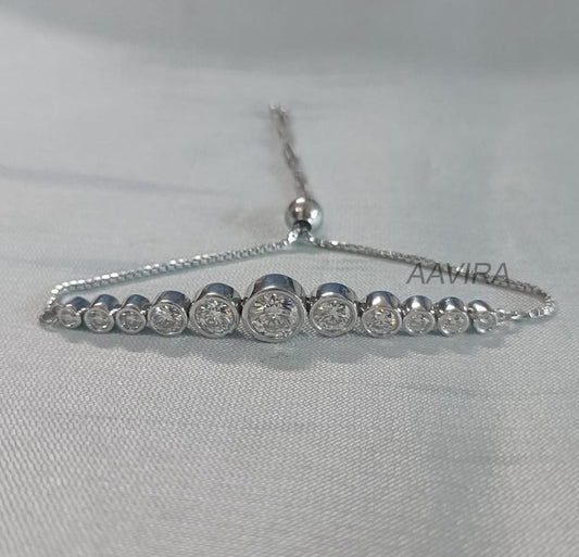 Minimalist Diamond Bracelet, Diamond Bracelet for Women, Bolo Bracelet, Handmade Jewelry, Anniversary Gift, Birthday Gift for Mom