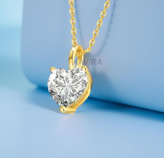Heart Necklace Pendant, Solitaire Heart, Diamond Solitaire Necklace, Bridesmaid Gift, Heart Shaped Love Necklace, Love Gift for Mom