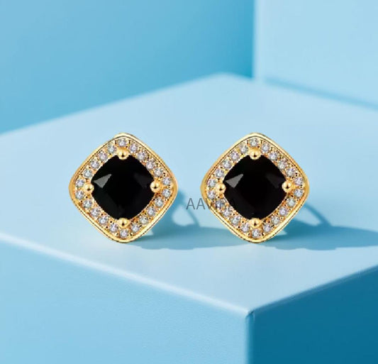 Black Diamond Stud Earrings, Cushion Black Diamond Halo Studs, Black Diamond Earring, Diamond Earrings, Wedding Earring, Unique Gift for Mom