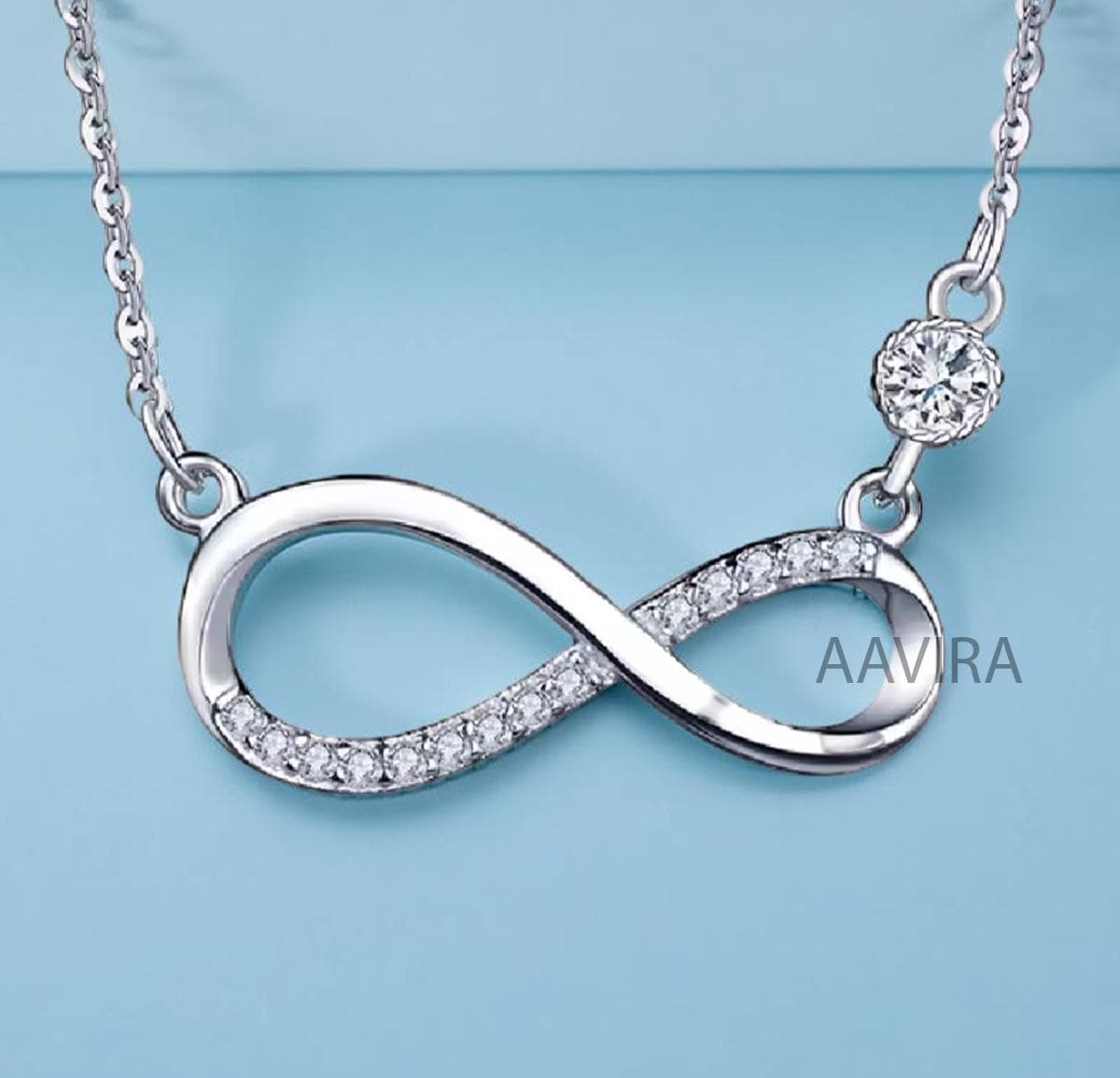 Infinity Necklace, Diamond Infinity Necklace in 925 Sterling Silver, Infinity Symbol Pendant, Minimal Necklace, Dainty Pave Diamond Pendant