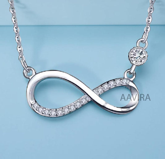 Infinity Necklace, Diamond Infinity Necklace in 925 Sterling Silver, Infinity Symbol Pendant, Minimal Necklace, Dainty Pave Diamond Pendant