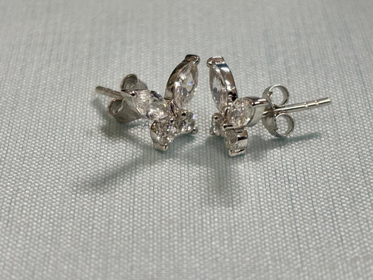 Marquise and Round Cut Diamond Butterfly Earrings, Stud Earrings, Diamond Jewelry, Butterfly Shaped Stud Earrings, Daily Use Earrings, Gifts