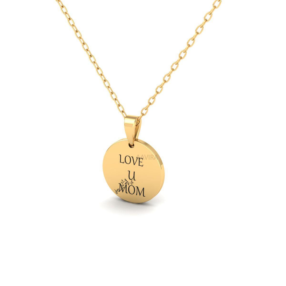 Love U Mom Custom Pendant, Personalised Gifts, Engraved Pendant, Silver Necklace, Personalized Mom Necklace, Mom Gift, Mother Necklace