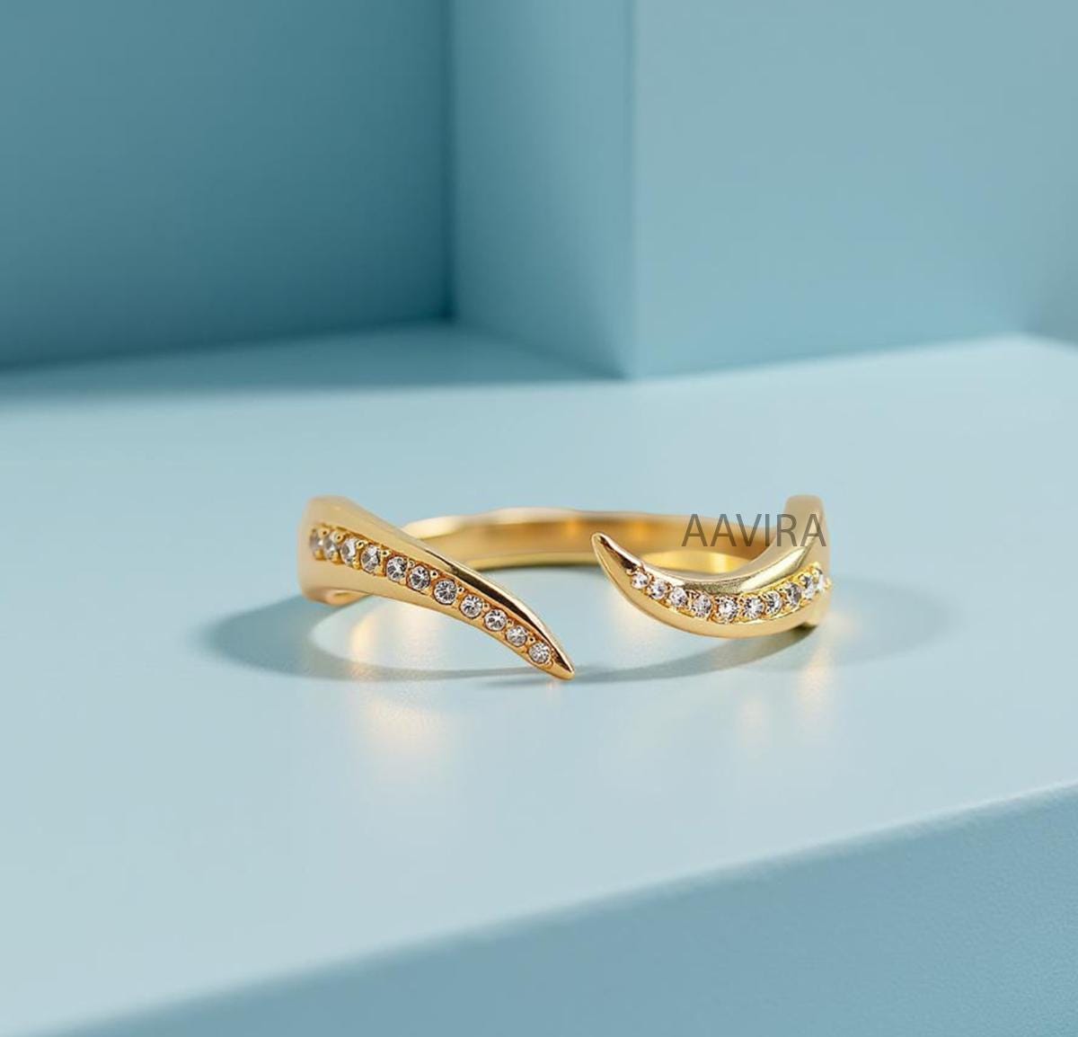 Unique Open Wedding Ring, Stacking Wedding Band, Open Wedding Band Women, Engagement Diamond Ring, Minimalist Diamond Ring for Mom, Gifts