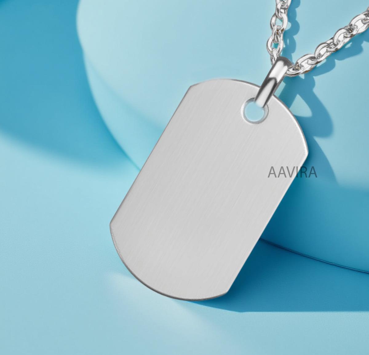 Sterling Silver Small Dainty Dog Tag Pendant Necklace, Charm Tag Pendant, Personalized Necklace Engraving Option on Dog Tag Pendant, Gifts