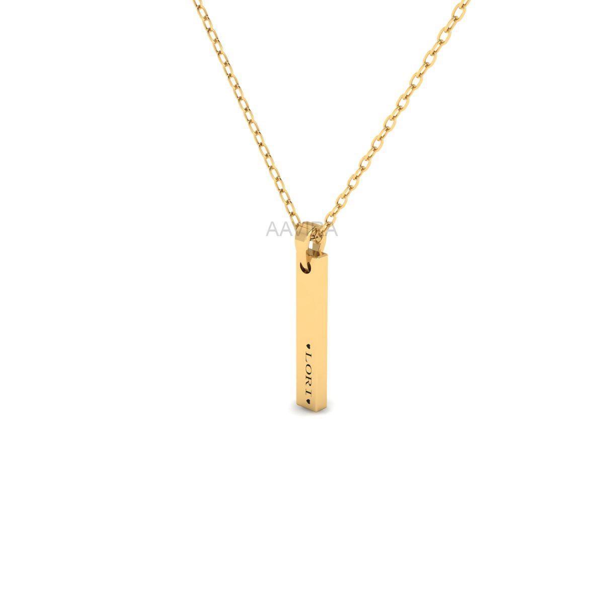 LORI Name Engraved Necklace , Custom Name Women Necklace, Personalized Name Necklace, Vertical Bar Necklace, Women Jewelry, Gift For Her