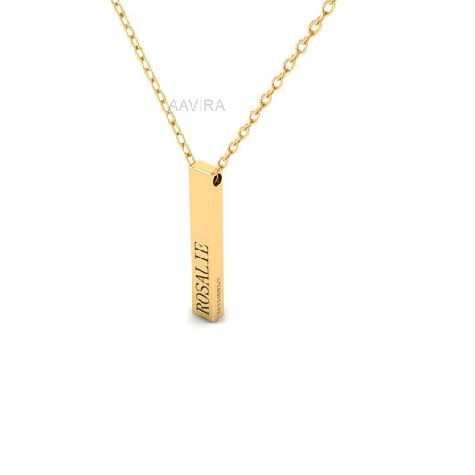 Name & Date Custom Pendant Necklace, Vertical Bar Necklace for Woman, Personalized Necklace, Engraved Necklace for Women, Minimalist Jewelry