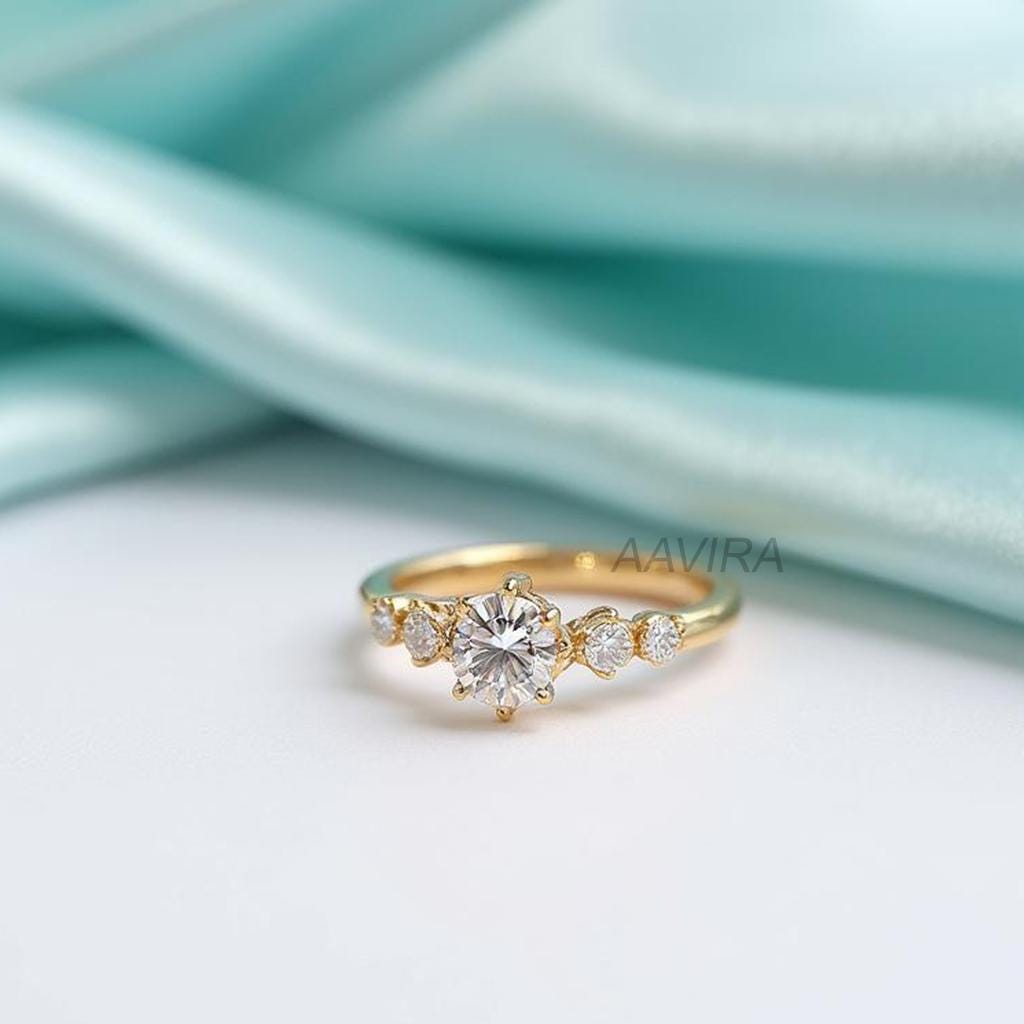 Round Cut Diamond Engagement Ring, Dainty Solitaire Wedding Promise Ring, Round Diamond Alternative Ring, Handmade Proposal Jewelry for Her