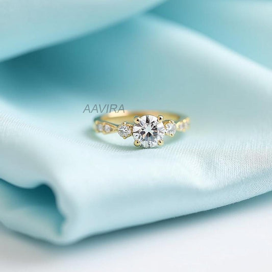Round White Moissanite Solitaire Engagement Ring, Dainty Moissanite Engagement Ring, Promise Ring for Her, Anniversary Gift, Proposal Ring