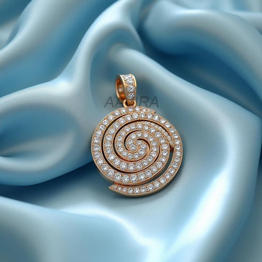 Swirl Diamond Pendant, Unique Diamond Pendant, Boho Diamond Necklace, Spiral Circle Pendant, Eternity Pendant for Women, Gift for Her, Gifts