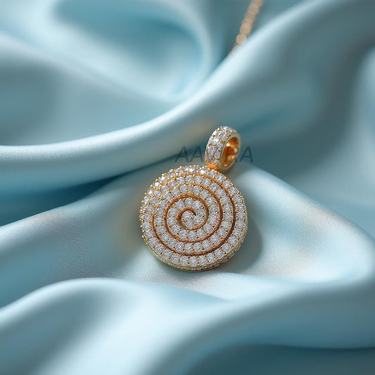 Diamond Round Pendant Necklace, Cluster Diamond Necklace, Swirl Diamond Pendant, Spiral Circle Pendant, Diamond Wedding Pendant For Bridal