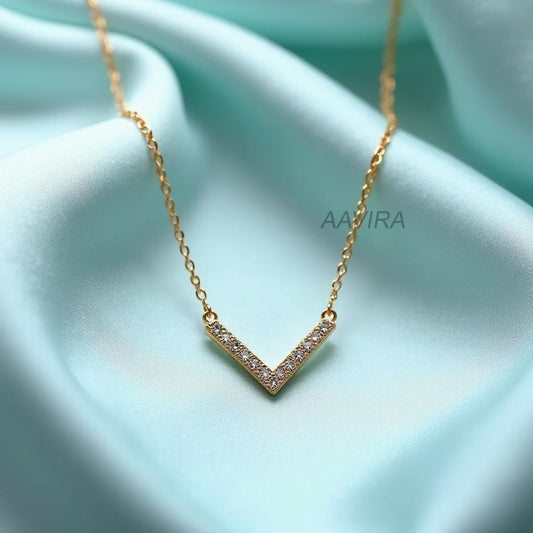Diamond Chevron Necklace, Dainty Chevron Diamond Necklace, V Shaped Necklace, Diamond Statement Necklace, Anniversary Gift, Gift For Her