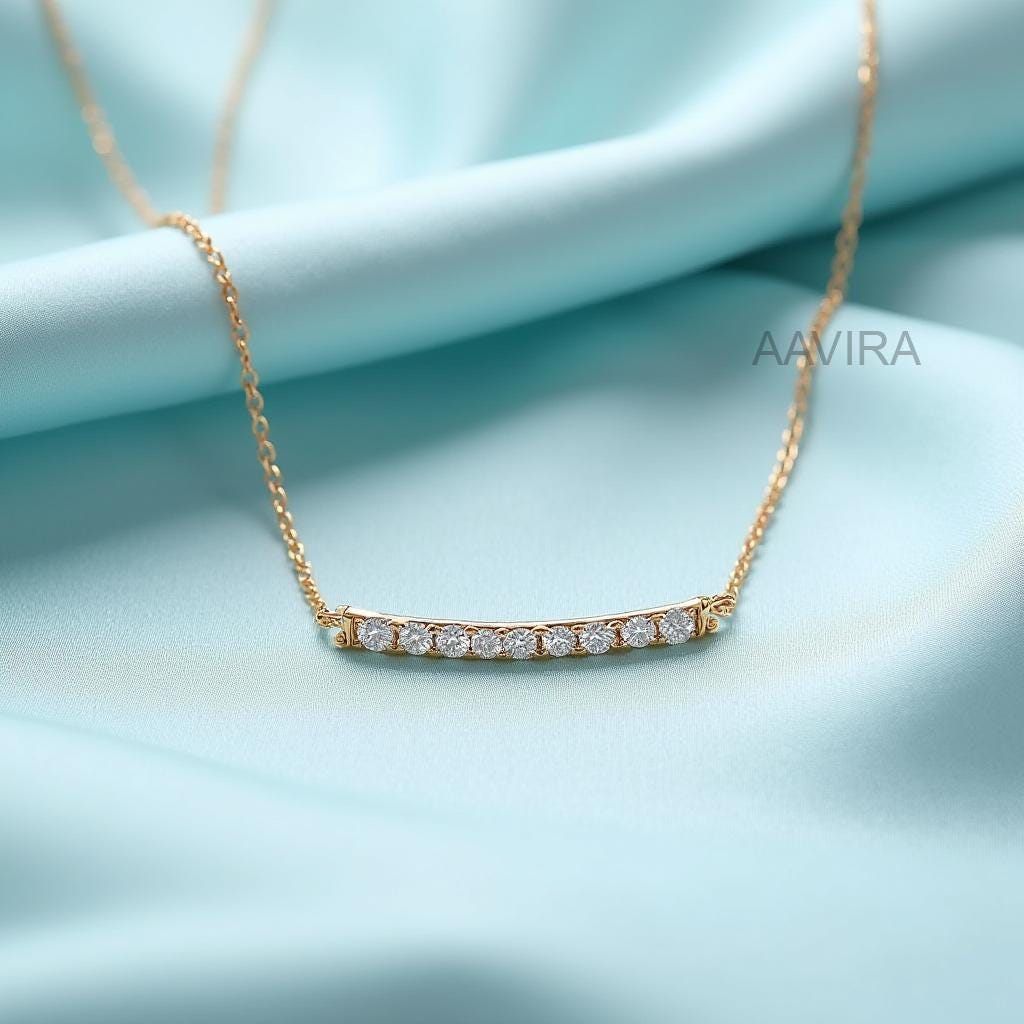 Diamond Bar Necklace For Women, Dainty Horizontal Diamond Necklace, Everyday Necklace, Layering  Necklace, Gift for Her, Anniversary Gift