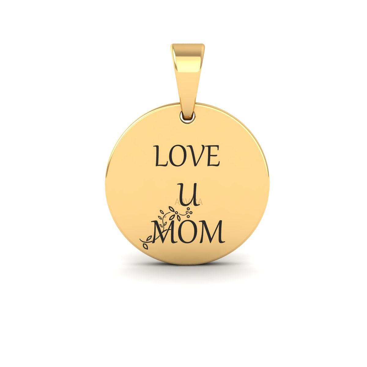 Love U Mom Custom Pendant, Personalised Gifts, Engraved Pendant, Silver Necklace, Personalized Mom Necklace, Mom Gift, Mother Necklace