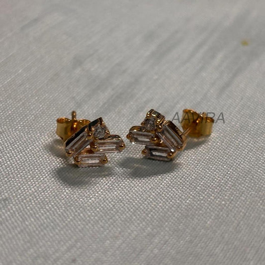 Baguette Diamond Stud Earrings for Women, Dainty Studs Earrings, Small Baby Baguette Studs, Baguette Diamond Stud , Daily Wear Earrings Her