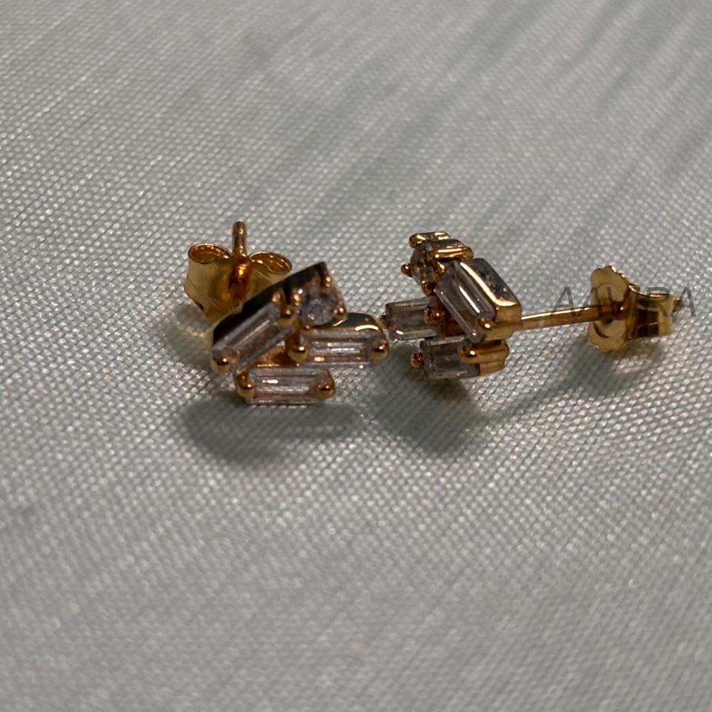 Baguette Diamond Stud Earrings for Women, Dainty Studs Earrings, Small Baby Baguette Studs, Baguette Diamond Stud , Daily Wear Earrings Her