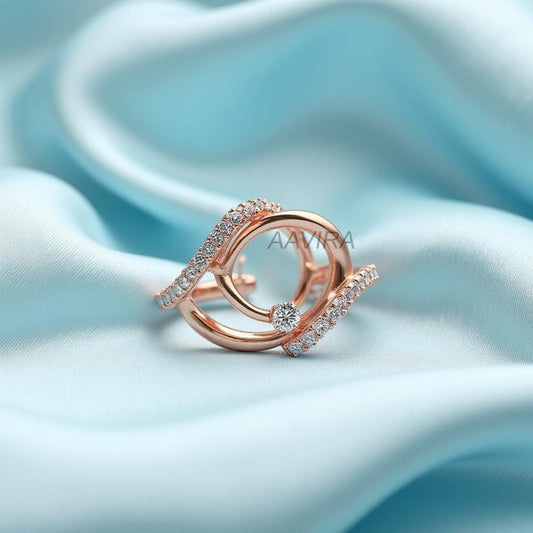 Dainty Diamond Bypass Ring, Pave Diamond Accent Wrap Ring, Unique Solitaire Engagement Ring, Modern Anniversary Gift for Her, Gift for Women