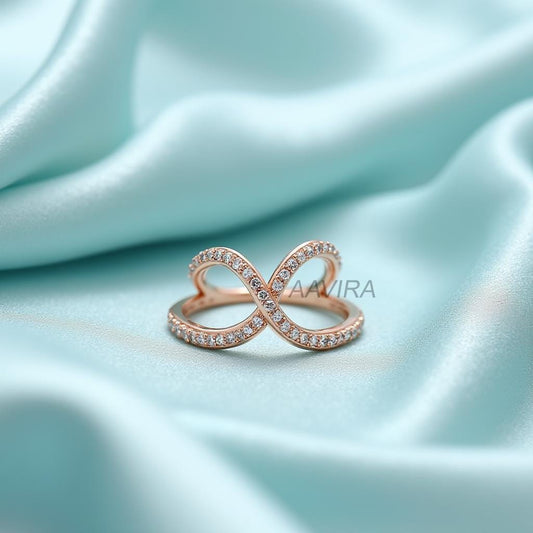 Diamond Infinity Ring For Her, Criss Cross Diamond Ring, Diamond Love Ring, Sterling Silver Infinity Ring, Tiny Infinity Ring For Women
