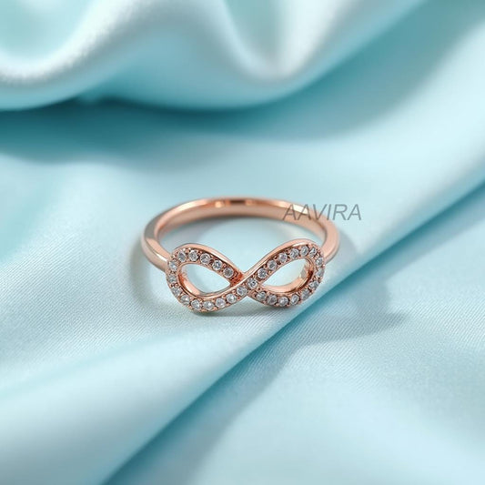 Infinity Wedding Band, Diamond Infinity Ring, Diamond Wedding Ring, Stacking Dainty Ring, Diamond Love Ring, Anniversary Gift, Gift For Her