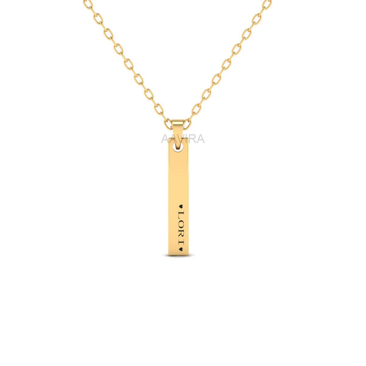 LORI Name Engraved Necklace , Custom Name Women Necklace, Personalized Name Necklace, Vertical Bar Necklace, Women Jewelry, Gift For Her