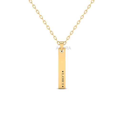 LORI Name Engraved Necklace , Custom Name Women Necklace, Personalized Name Necklace, Vertical Bar Necklace, Women Jewelry, Gift For Her