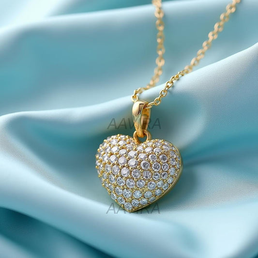 Diamond Cluster Heart Shape Pendant Necklace, Diamond Cluster Heart Pendant, Love Heart Pendant, Women Heart Pendant, Anniversary Gifts