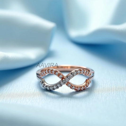 Two-Tone Eternity Promise Ring | Infinity Ring with Diamonds | Dainty Stackable Anniversary Gift for Her |  Forever Ring | Symbol of Love