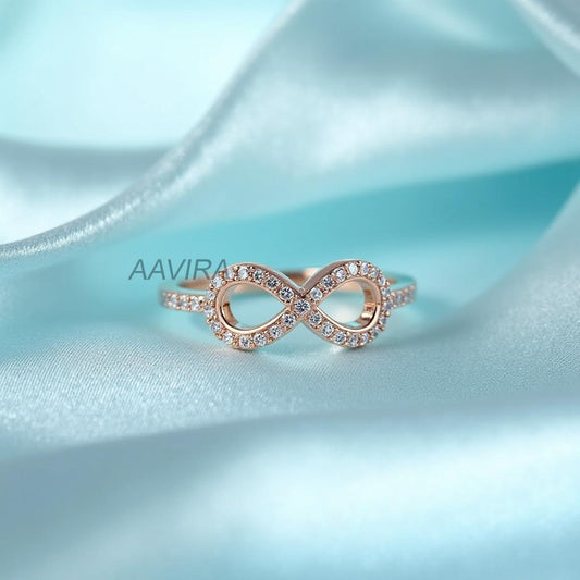 Minimalist Promise Ring | Infinity Ring with Sparkling Diamonds | Dainty Eternity Symbol Ring | Anniversary Gift for Her | Symbol of Love