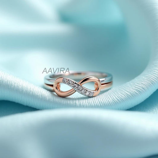 Two-Tone Infinity Ring with Pav?? Diamonds | Elegant Stackable Eternity Promise Ring | Fine Jewelry Gift for Her | Forever  Infinity Ring