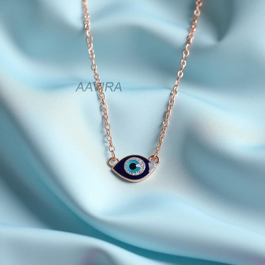 Almond Evil Eye Necklace with Diamond | Dainty Protection Charm Pendant | Unique Good Luck Spiritual Jewelry Gift for Her | Protection Neck