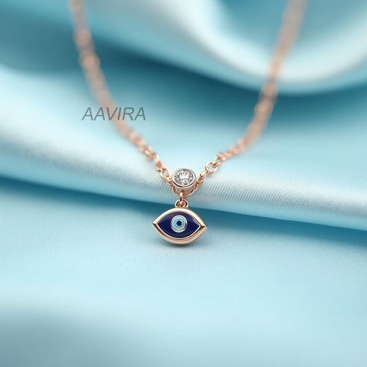 Evil Eye Pendant Necklace with Diamond | Dainty Protection Charm | Good Luck Spiritual Jewelry Gift for Her |  Protection Necklace