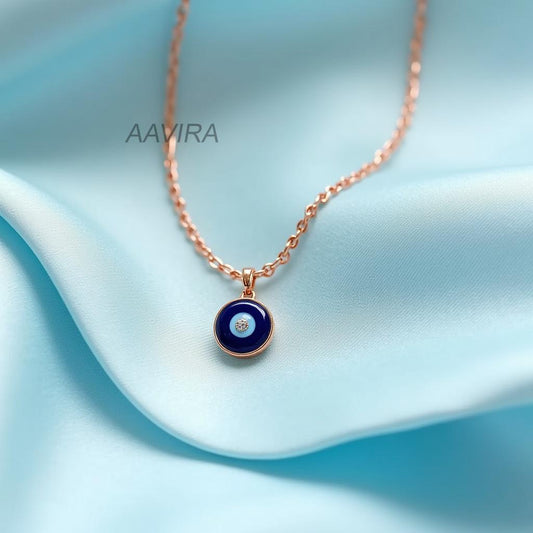 Evil Eye Necklace with Diamond | Dainty Protection Charm Pendant | Classic Good Luck Spiritual Jewelry Gift for Her | Symbol Necklace