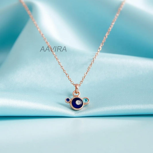 Evil Eye Necklace with Sparkling Accents | Dainty Protection Charm Pendant | Good Luck Spiritual Jewelry Gift for Her | Symbol Necklace