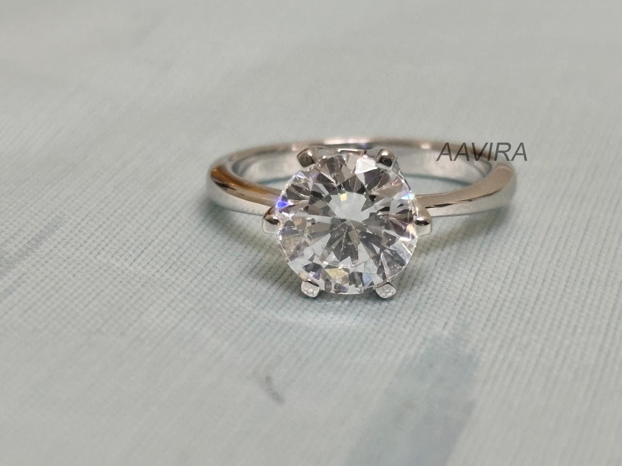 Round Solitaire Diamond Ring For Her | Sterling Silver Engagement Ring | Dainty Promise Ring | 6 Prong Ring|Timeless Everyday Jewelry