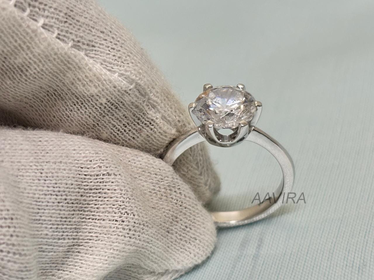 Round Solitaire Diamond Ring For Her | Sterling Silver Engagement Ring | Dainty Promise Ring | 6 Prong Ring|Timeless Everyday Jewelry