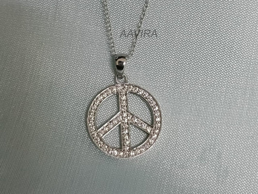 Peace Sign Necklace | Sterling Silver Pendant | Minimalist Symbol Jewelry | Everyday Statement Necklace | Everyday Necklace For Her